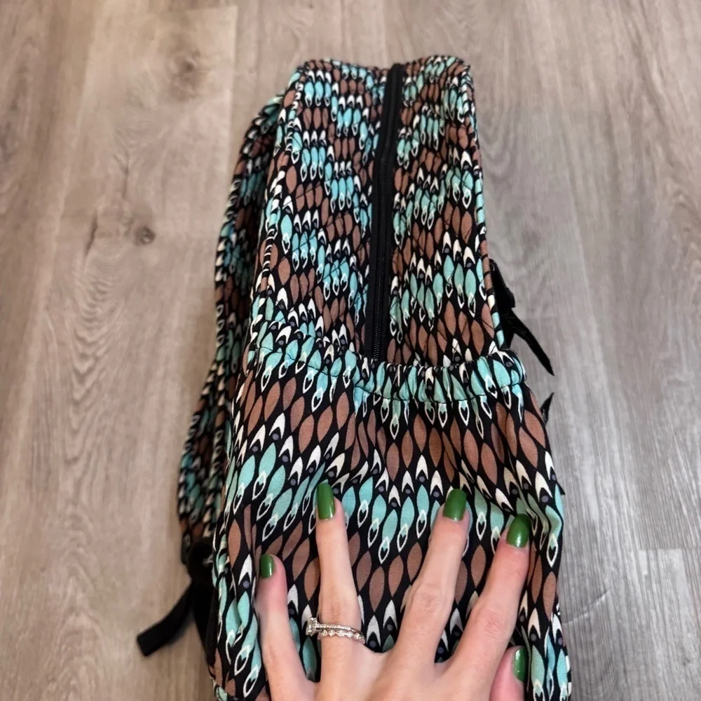 Vera Bradley Campus Backpack Bookbag Sierra Stream Blue Brown